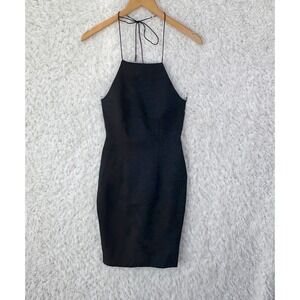 Finders Halter Mini Dress Womens S Black Sleek Cocktail Party Chic Bodycon LBD